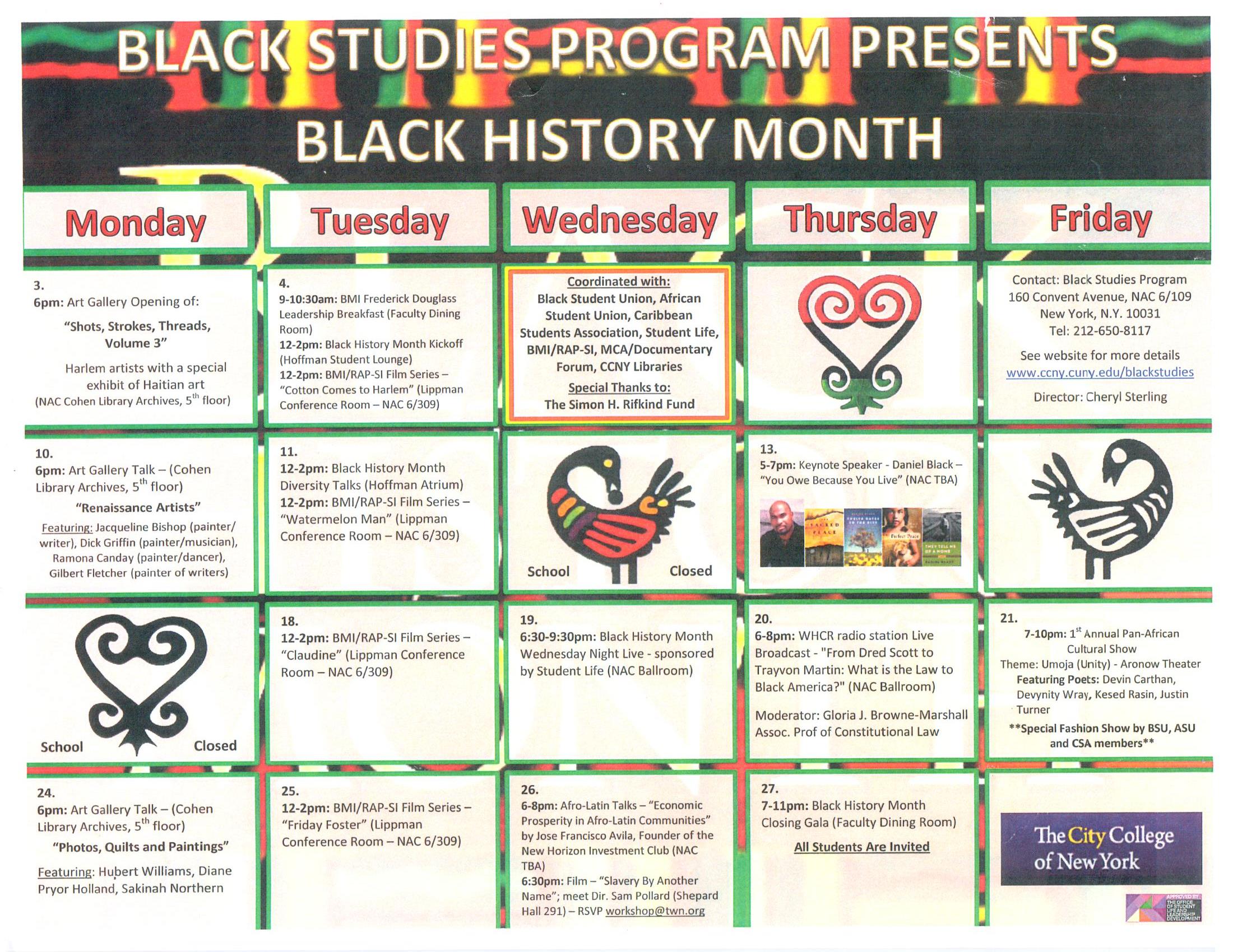 Black History Month Calendar Template